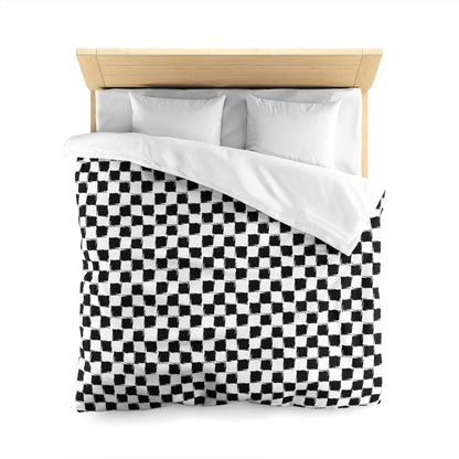 Distorted Check Microfiber Duvet Cover