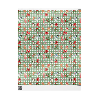 Green Checkered Christmas Custom Wrapping Paper (Karen)
