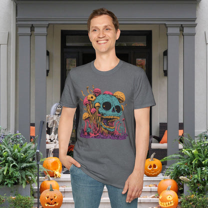 Creepy Mushroom Skull Adult T-shirt