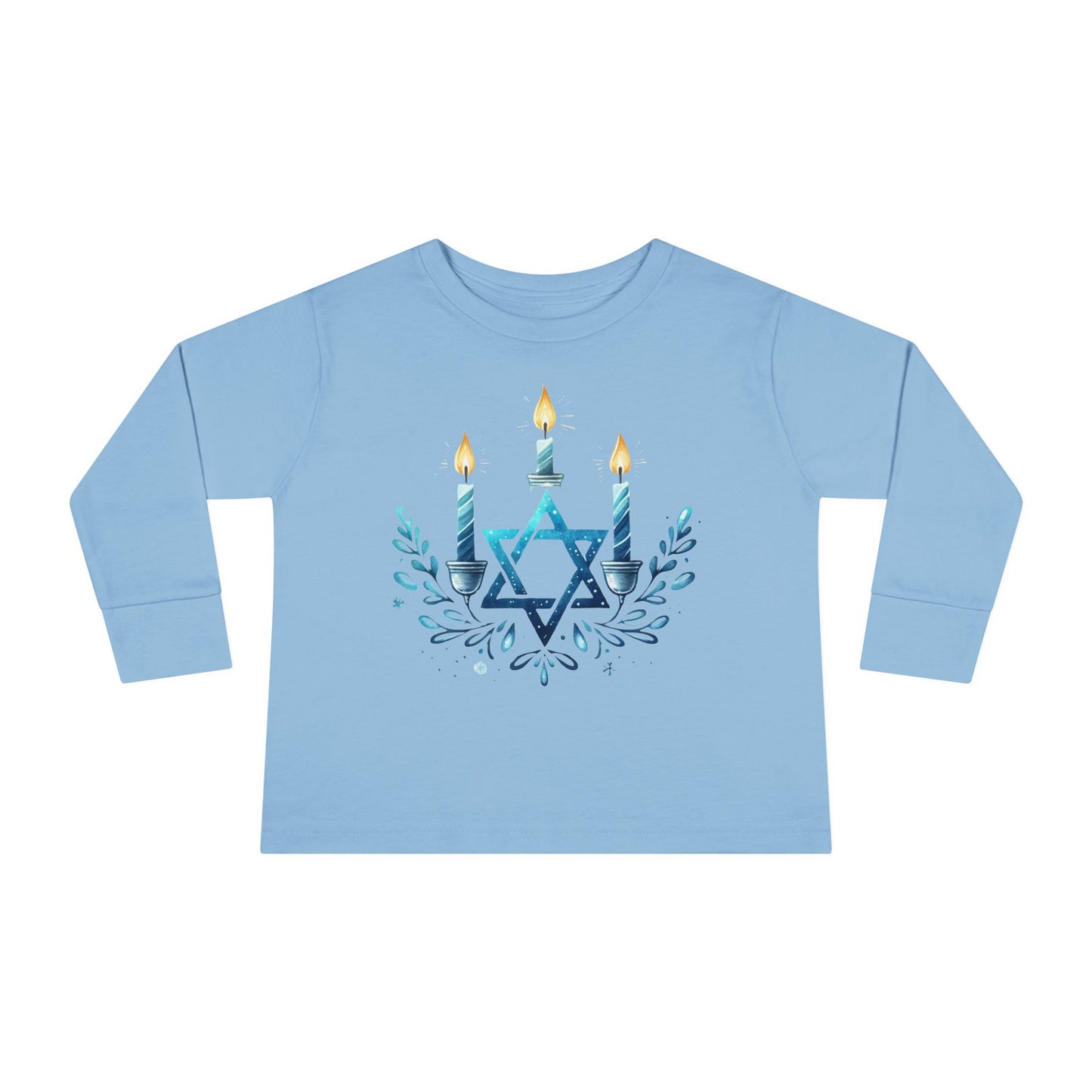 Star & Flame Hanukkah Toddler Long Sleeve Tee