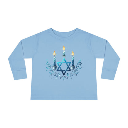Star & Flame Hanukkah Toddler Long Sleeve Tee