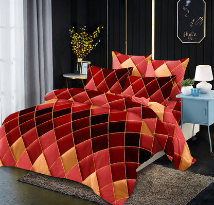 Geometric Elements Print Quilt Duvet Cover w/2 Pillow Cases