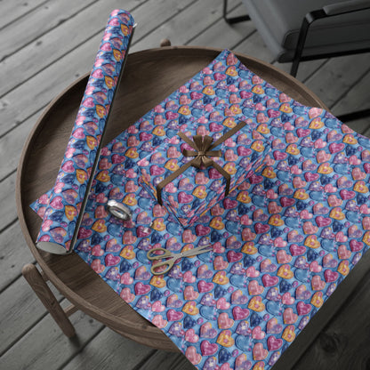 Color Pop Stitched Hearts Wrapping Paper