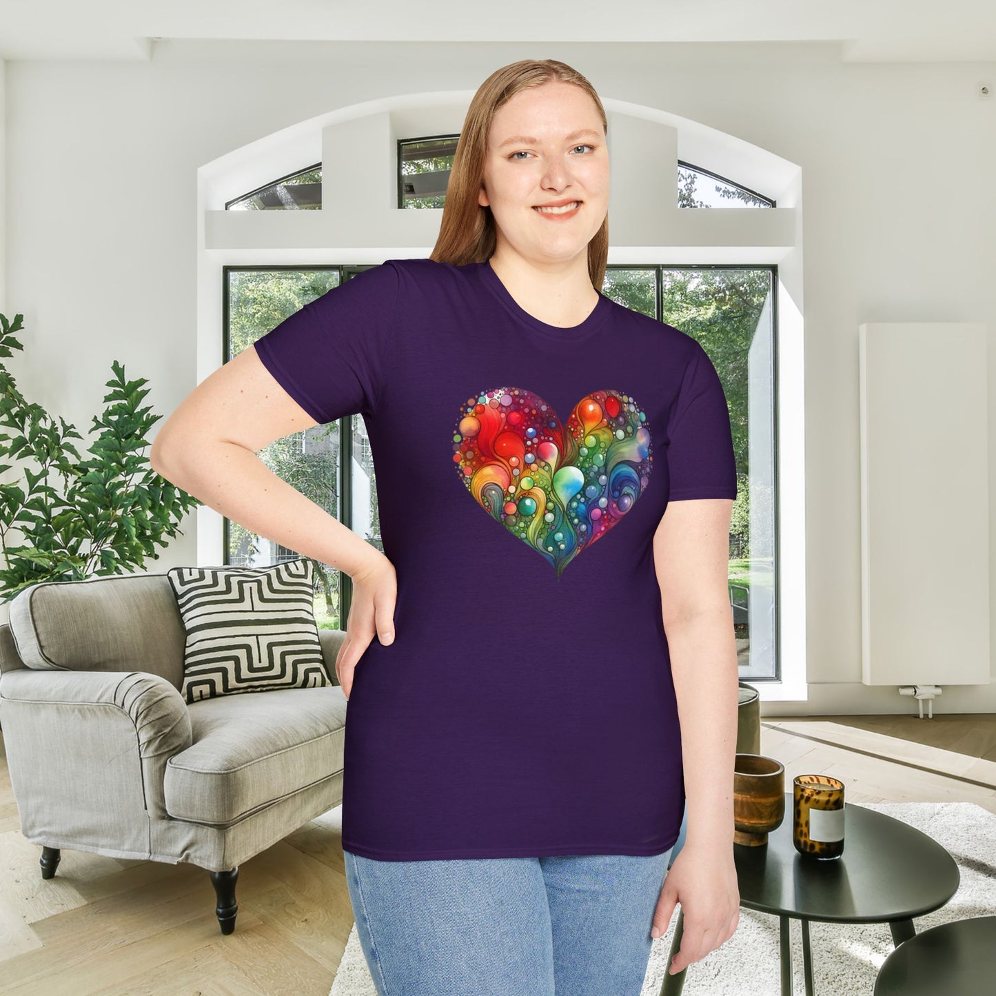 Color Burst Heart Adult T-shirt
