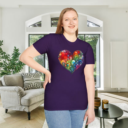 Color Burst Heart Adult T-shirt