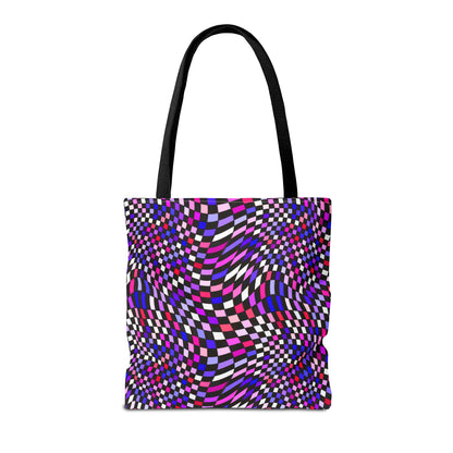 Warped Purple Checkered Canvas Tote Bag