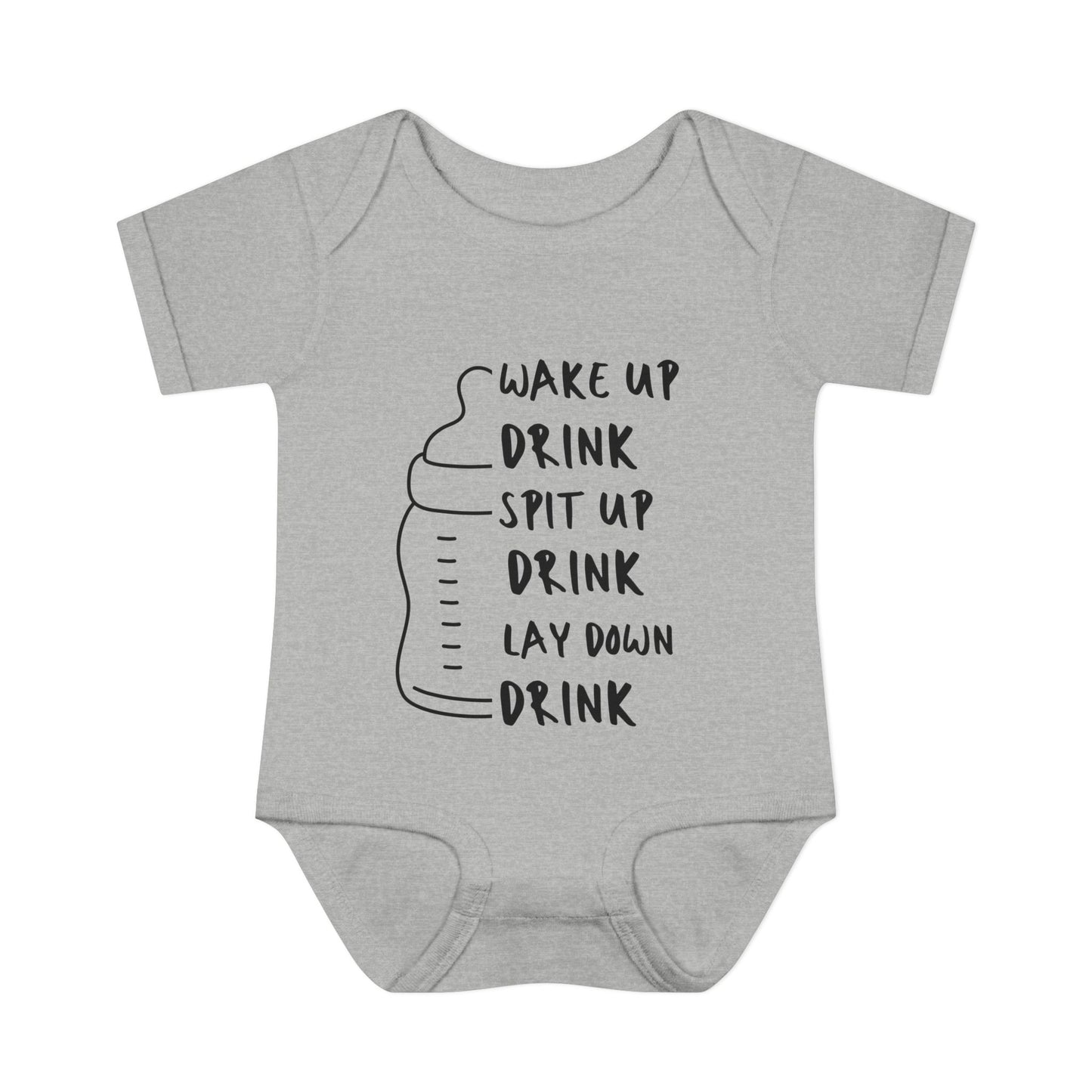 Wake Up Spit Up Lay Down Drink Infant Baby Rib Bodysuit