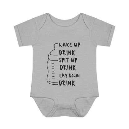 Wake Up Spit Up Lay Down Drink Infant Baby Rib Bodysuit
