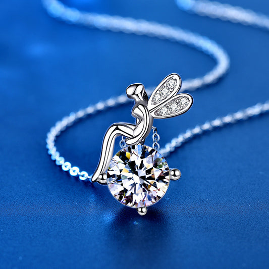 Flower Fairy Moissanite 925 Sterling Silver Necklace