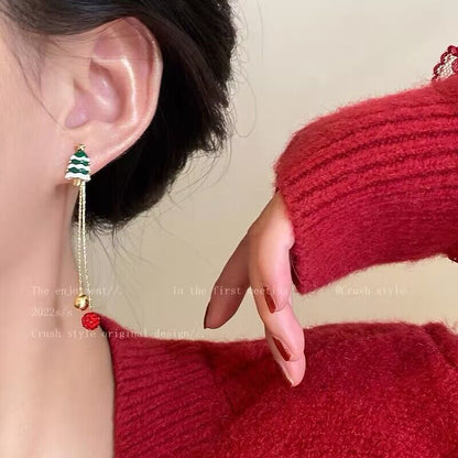 Adorable Moving Santa Claus Long Tassel Earrings Sets