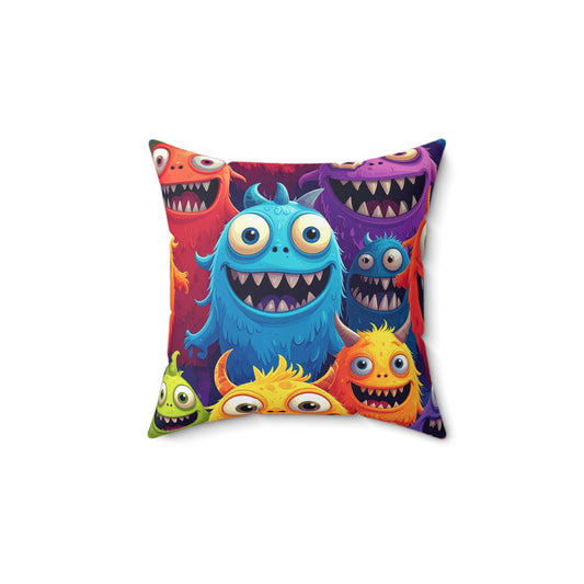 Happy Little Monsters Throw Pillow