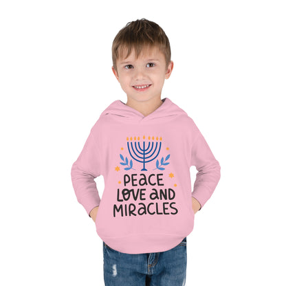 Hanukkah Peace Love & Miracles 1 Toddler Pullover Fleece Hoodie