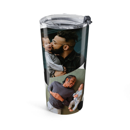 Personalized Heart 4 Photo 20oz Stainless Steel Tumbler – Custom 2 Portrait & 2 Landscape Picture Cup