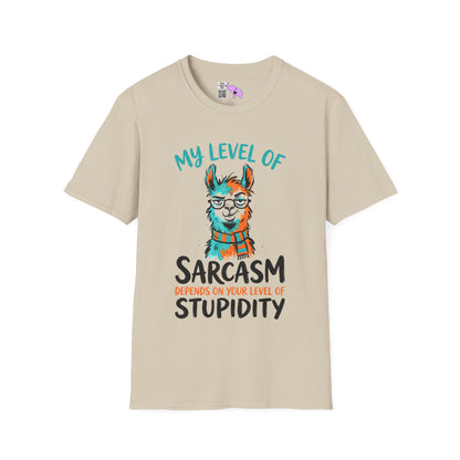 ""My Level of Sarcasm Depends on Your Level of Stupidity (Llama) Adult T-shirt