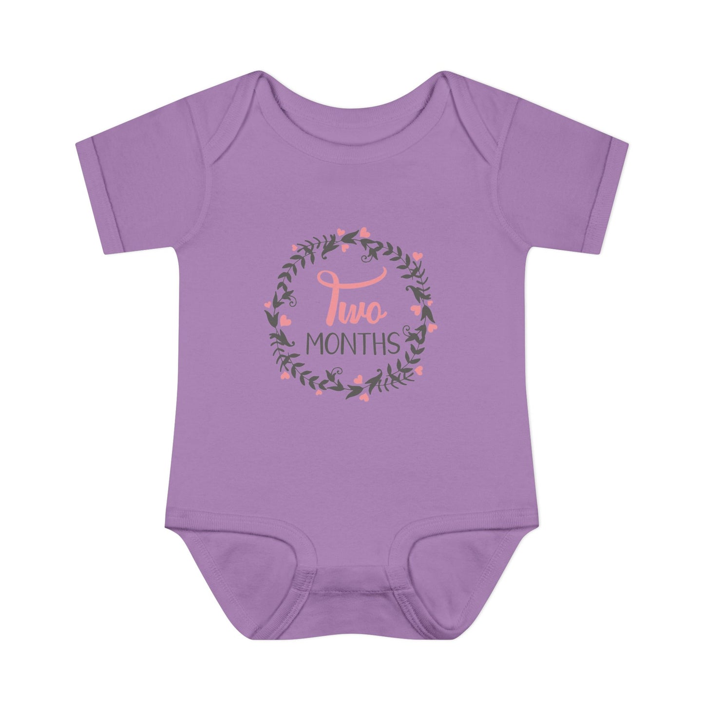 Pink Milestone Wreath Onesie-Two Months