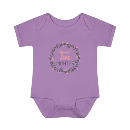 Pink Milestone Wreath Onesie-Two Months