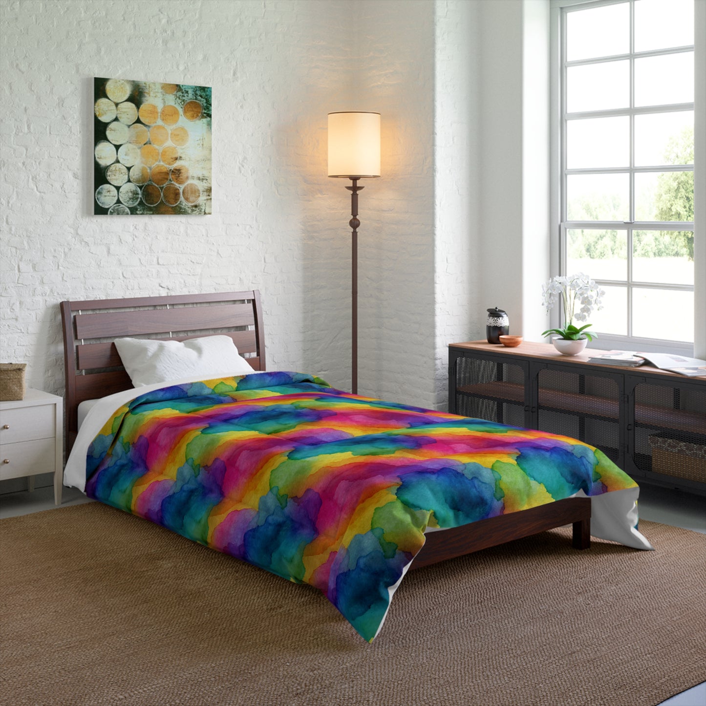 Rainbow Watercolors Basic Bedding Set