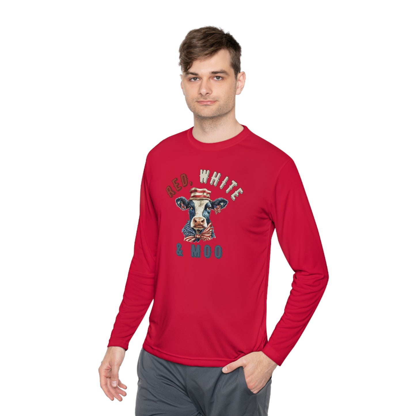 Red, White, & Moo Lightweight Long Sleeve Tee