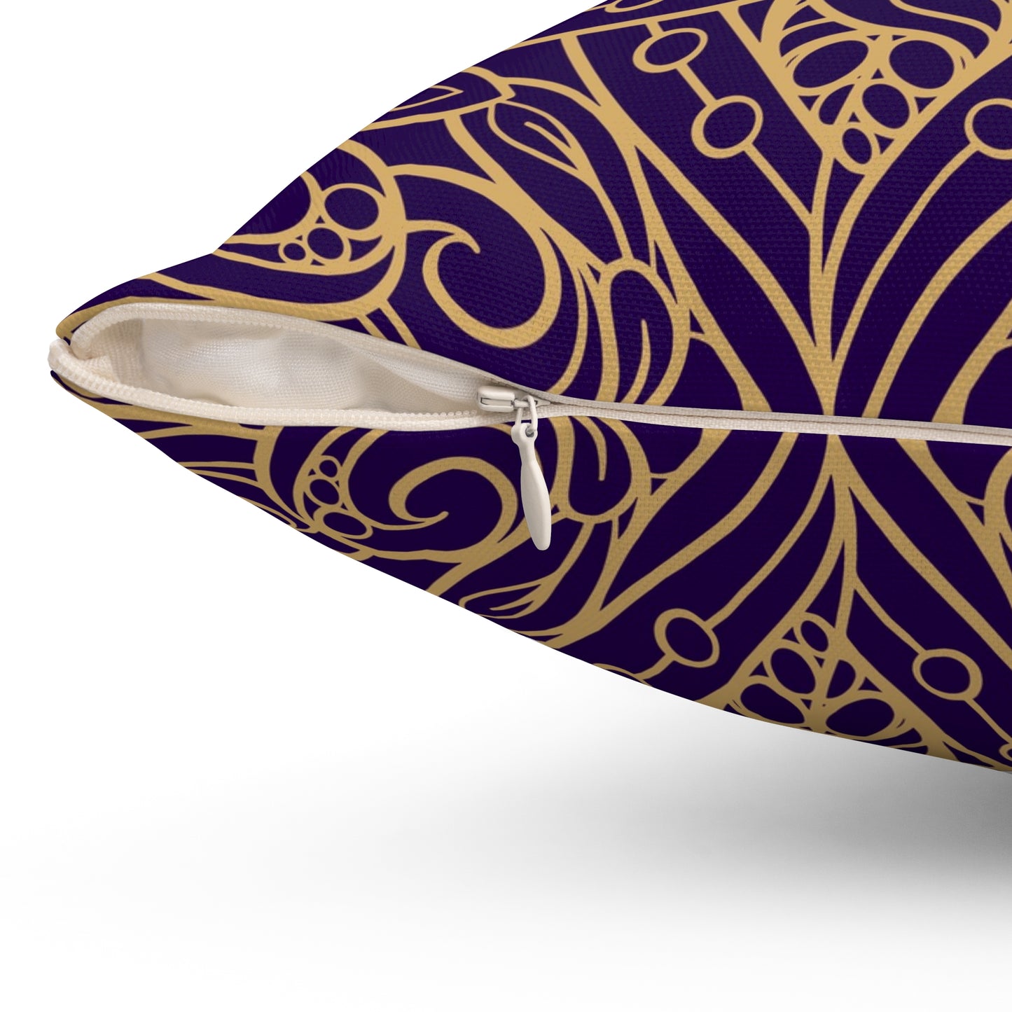 Oriental Purple/Gold Floral Throw Pillow