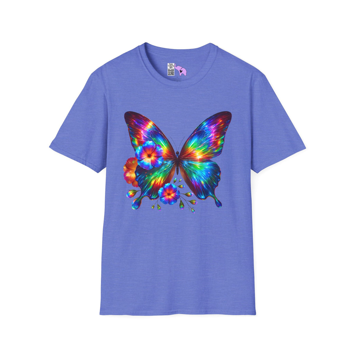 Colorful Butterfly & Flowers Adult T-shirt