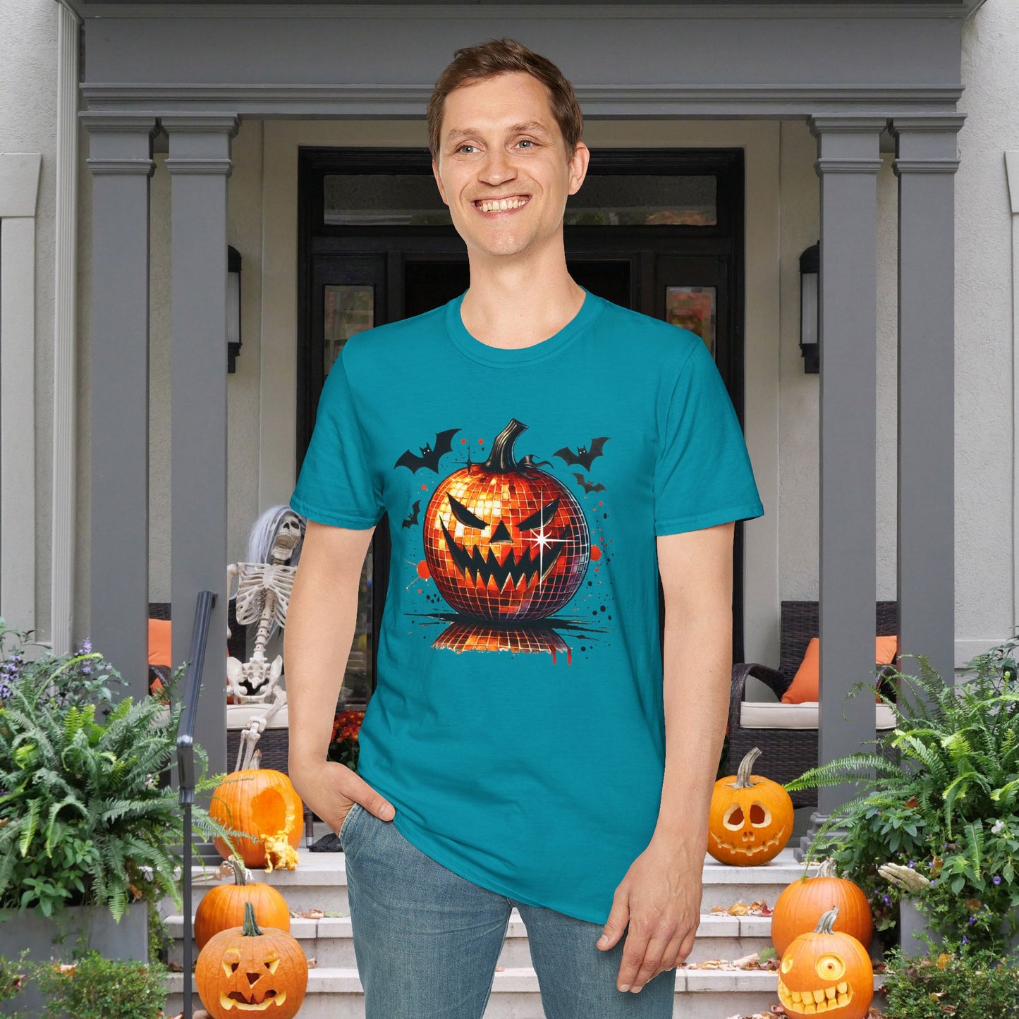Orange Disco Pumpkin Adult T-shirt