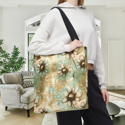 Worn Meadow Daisies Canvas Tote Bag