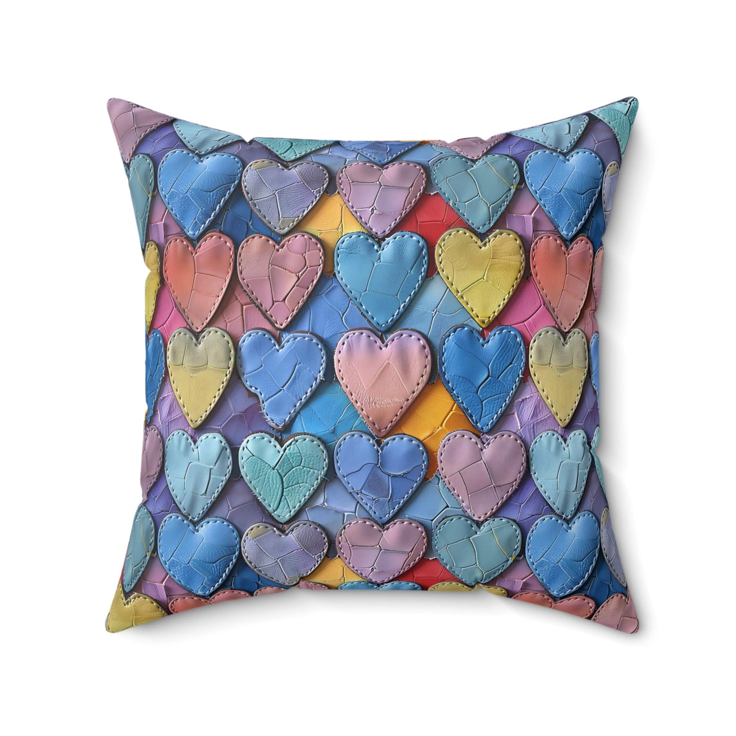 Color Pop Leather Hearts Throw Pillow