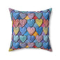 Color Pop Leather Hearts Throw Pillow