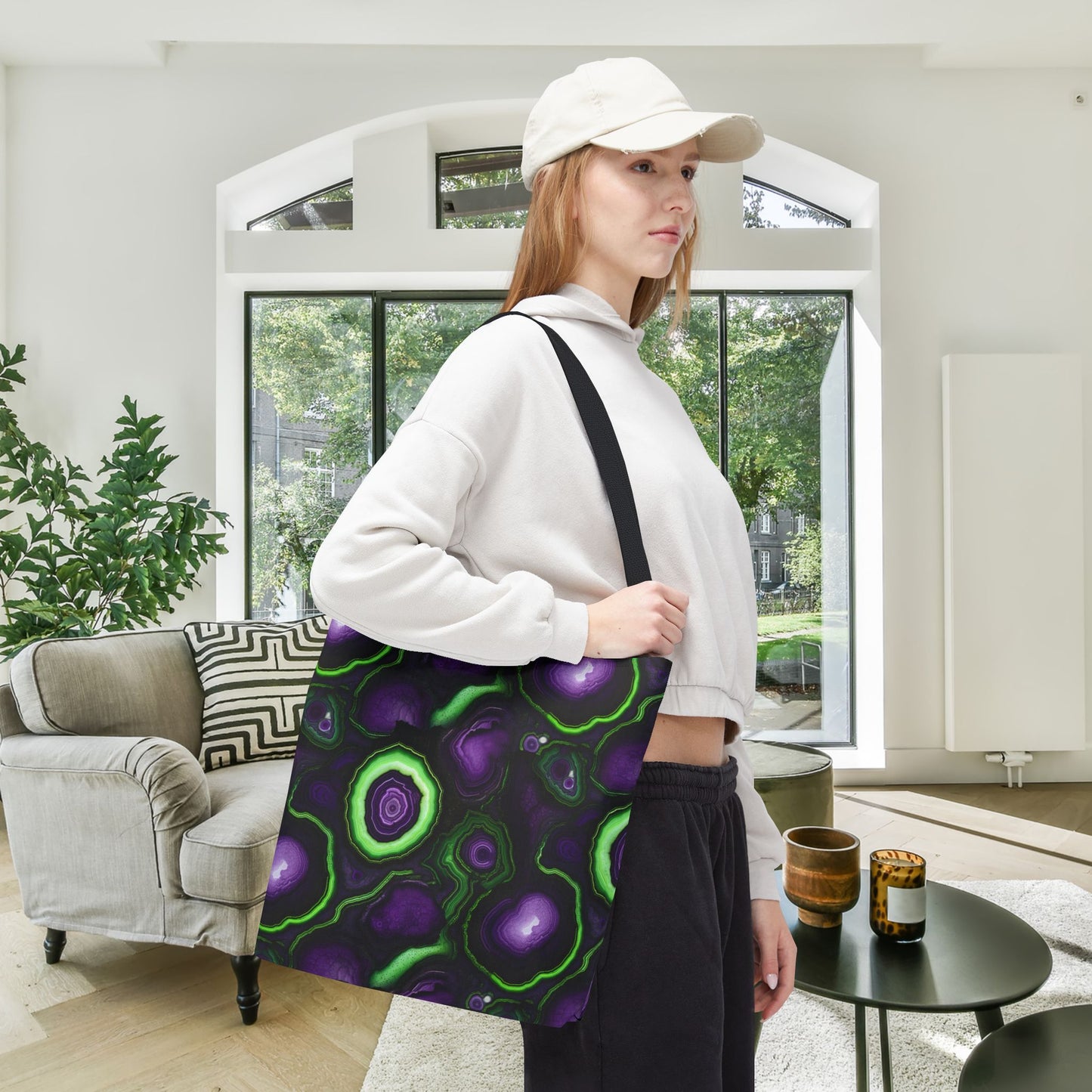Amethyst & Lime Fracture Canvas Tote Bag
