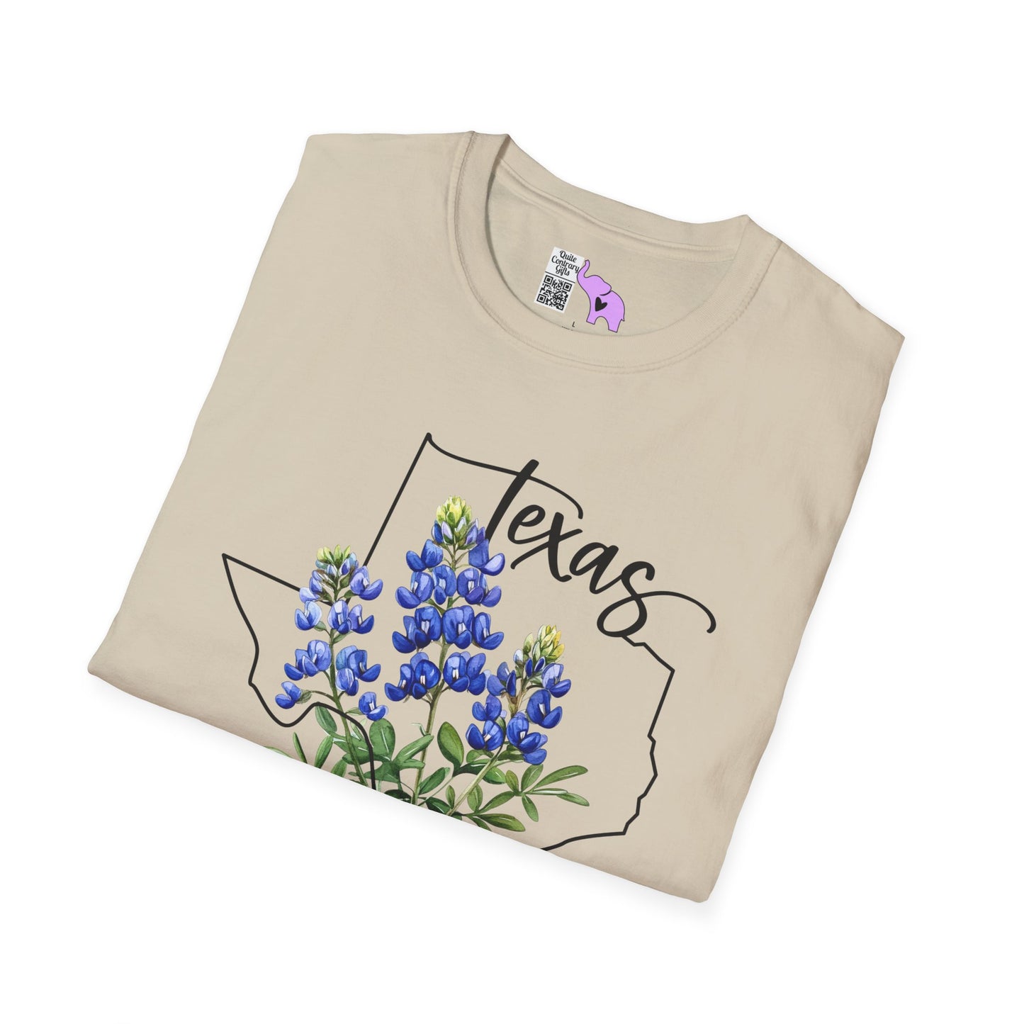 Texas Bluebonnets Outline Adult T-shirt