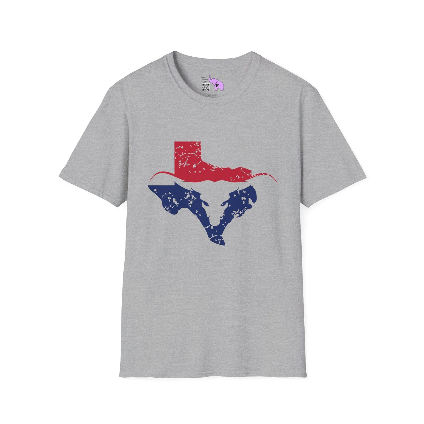 Red & Blue Texas Longhorn Adult Tshirt