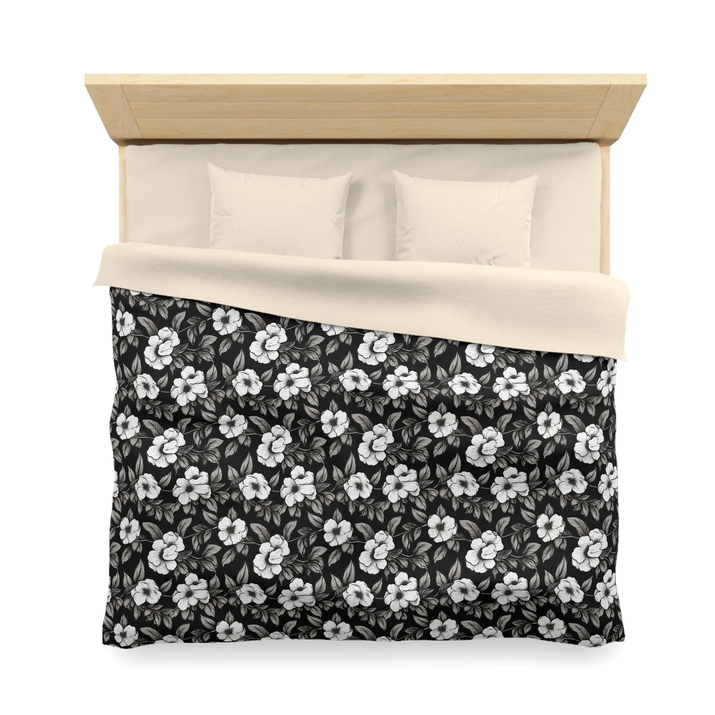 Black & White Daisies Microfiber Duvet Cover