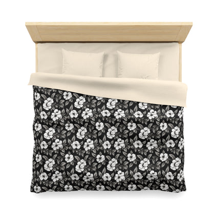 Black & White Daisies Microfiber Duvet Cover