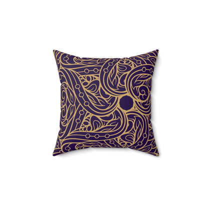 Oriental Purple/Gold Floral Throw Pillow