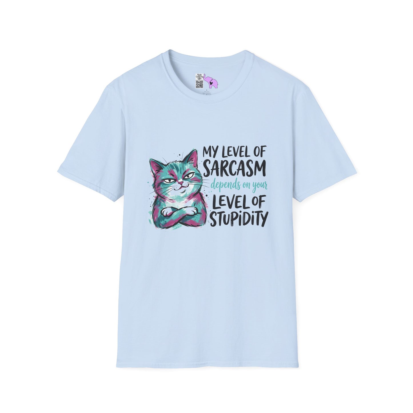 ""My Level of Sarcasm Depends on Your Level of Stupidity (Cat) Adult T-shirt