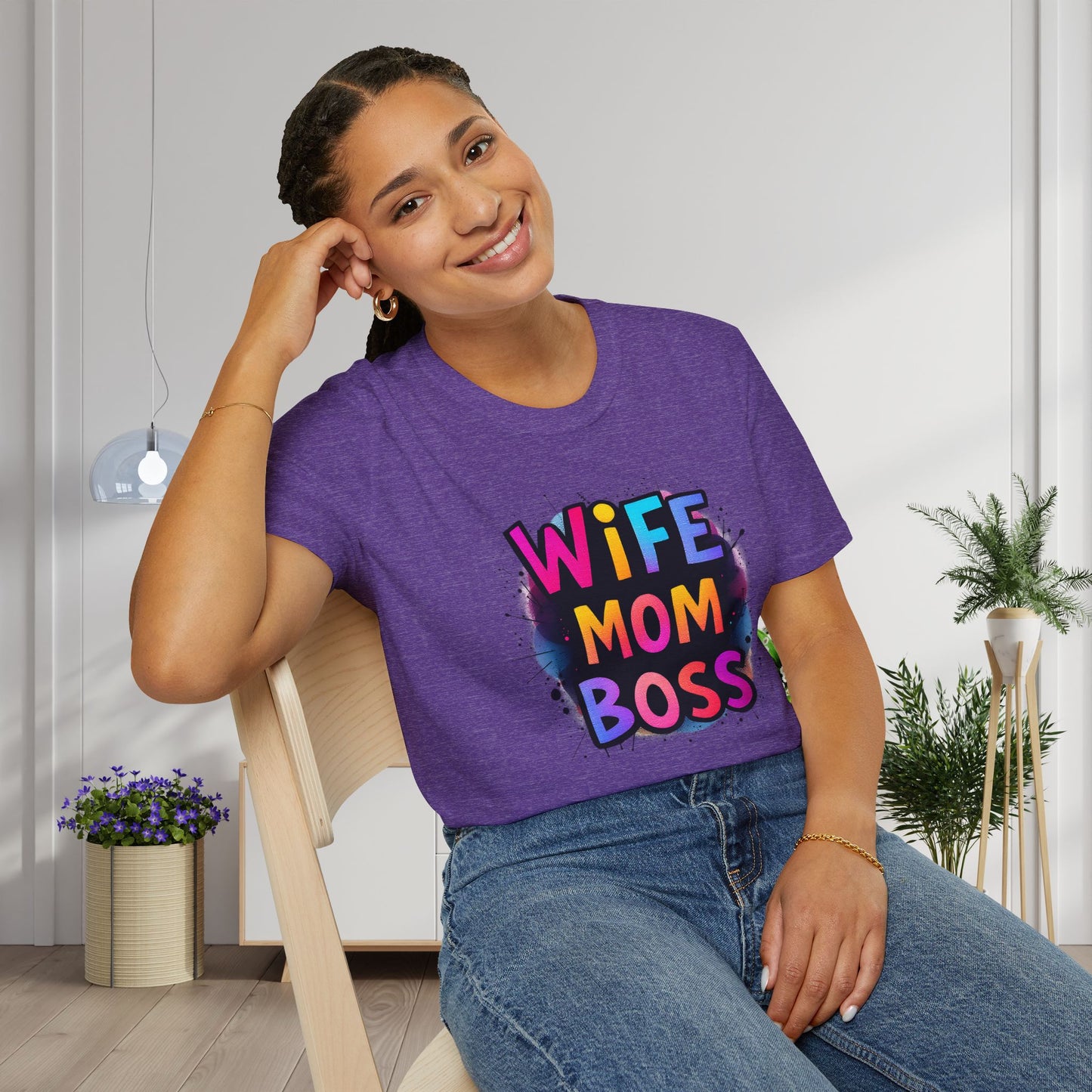 Wife Mom Boss (Primary Colors) Adult T-shirt