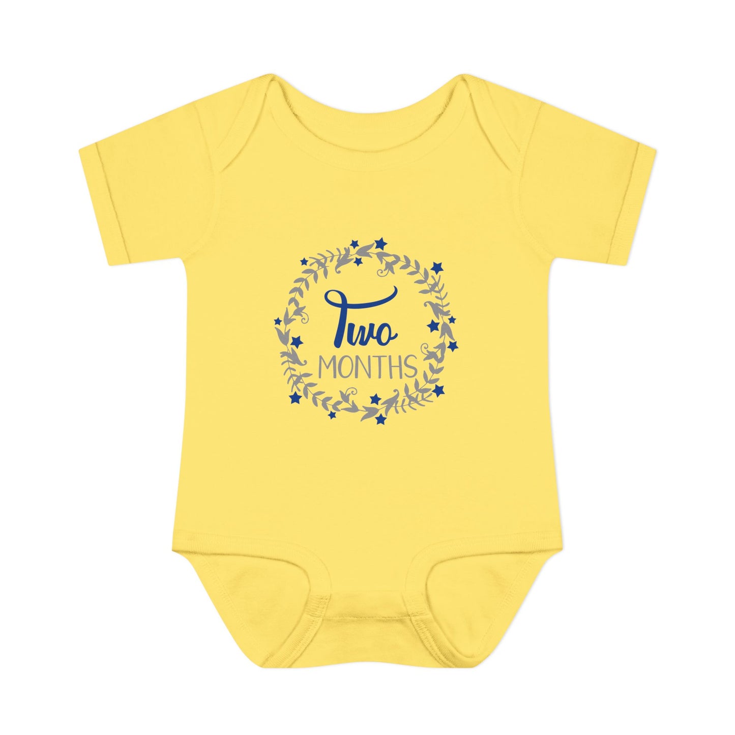 Blue Milestone Wreath Onesie-Two Months