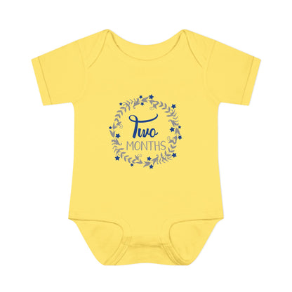 Blue Milestone Wreath Onesie-Two Months