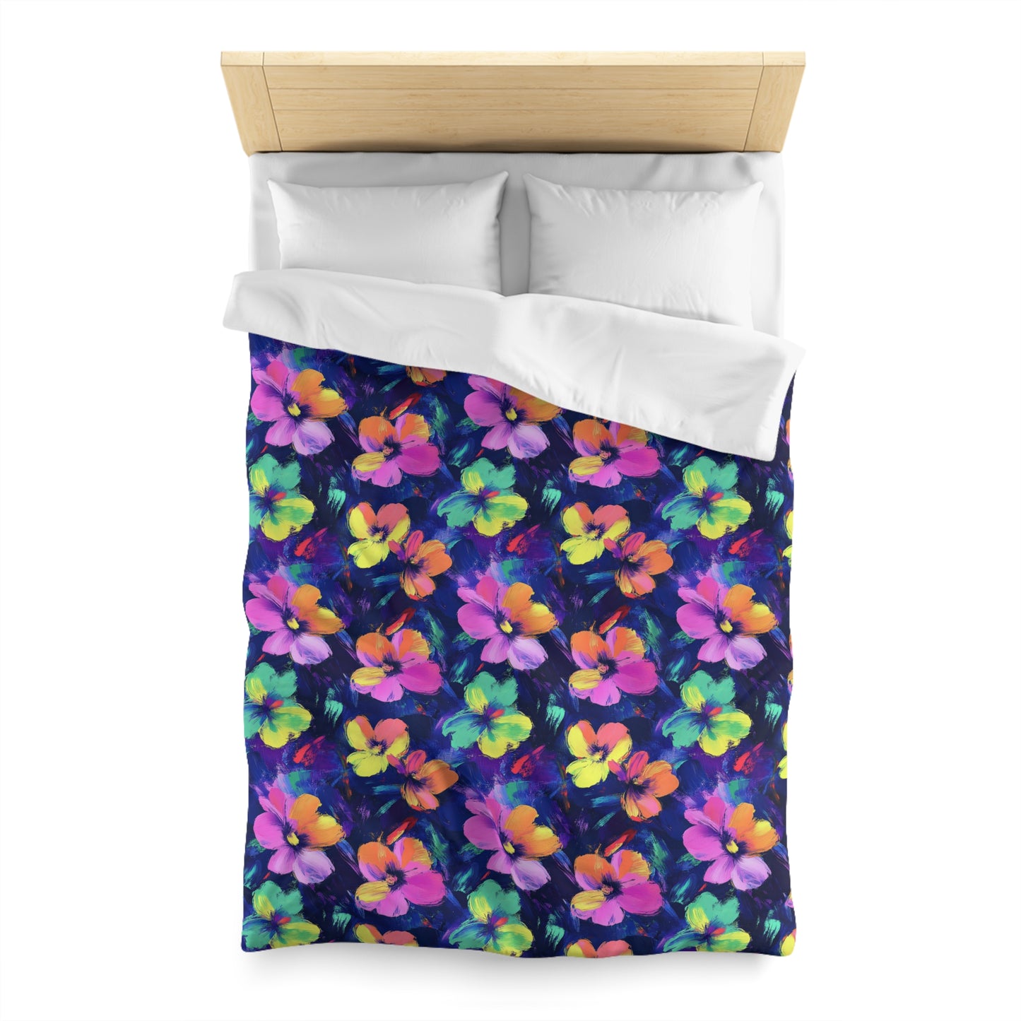 Watercolor Flowers Microfiber Duvet Cover