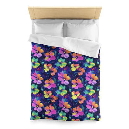 Watercolor Flowers Microfiber Duvet Cover