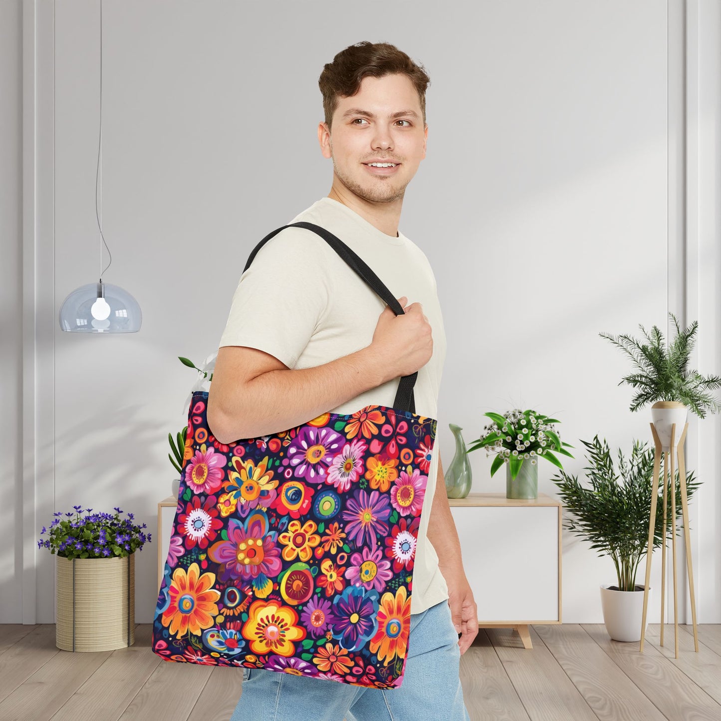 Floral Fiesta Canvas Tote Bag