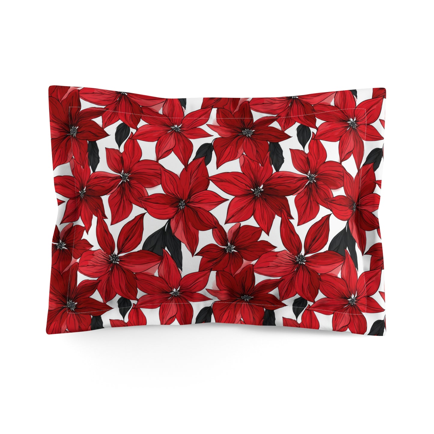 Inked Poinsettias Microfiber Pillow Sham