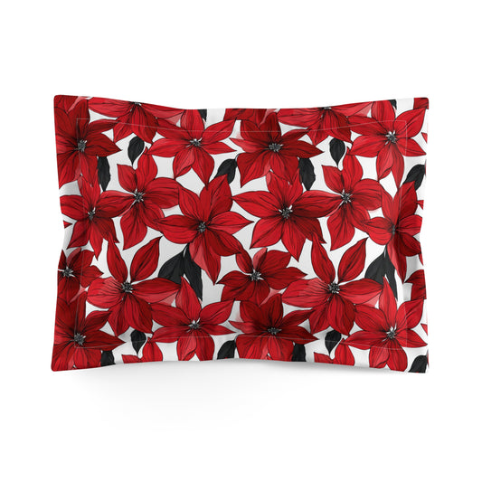 Inked Poinsettias Microfiber Pillow Sham