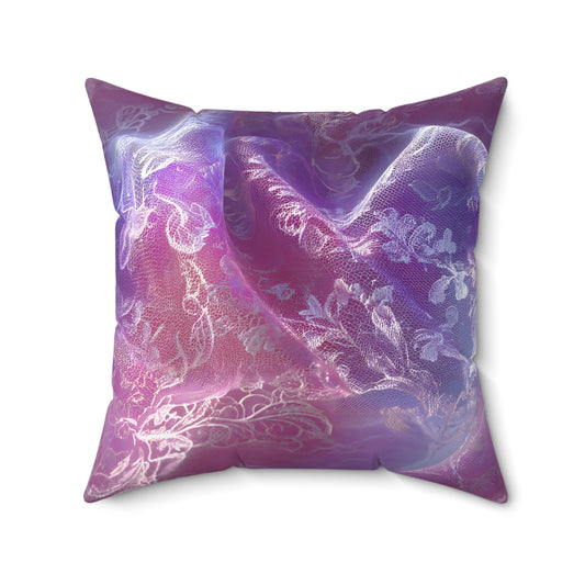 Blush Orchid Sheer & Lace Throw Pillow