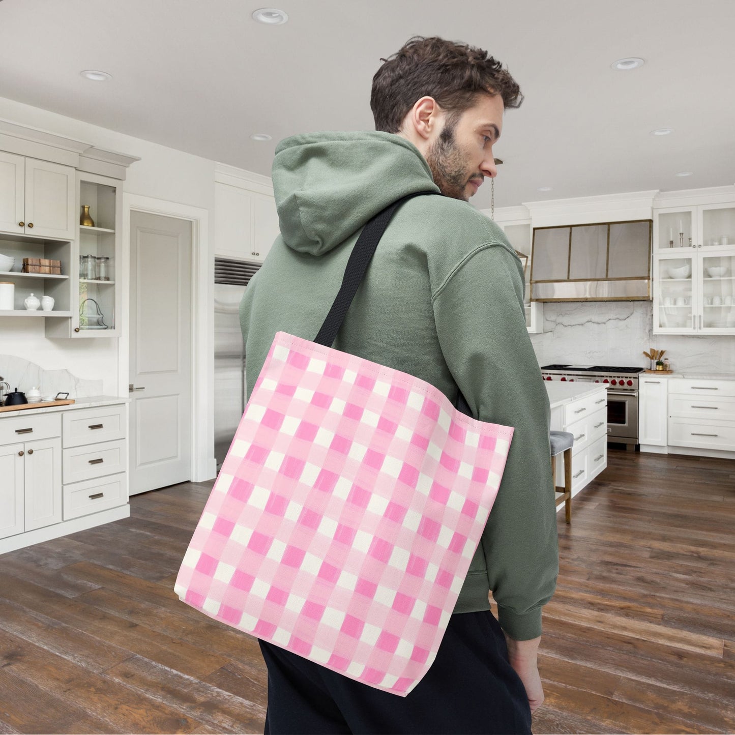 Dreamy Rose Gingham Canvas Tote Bag