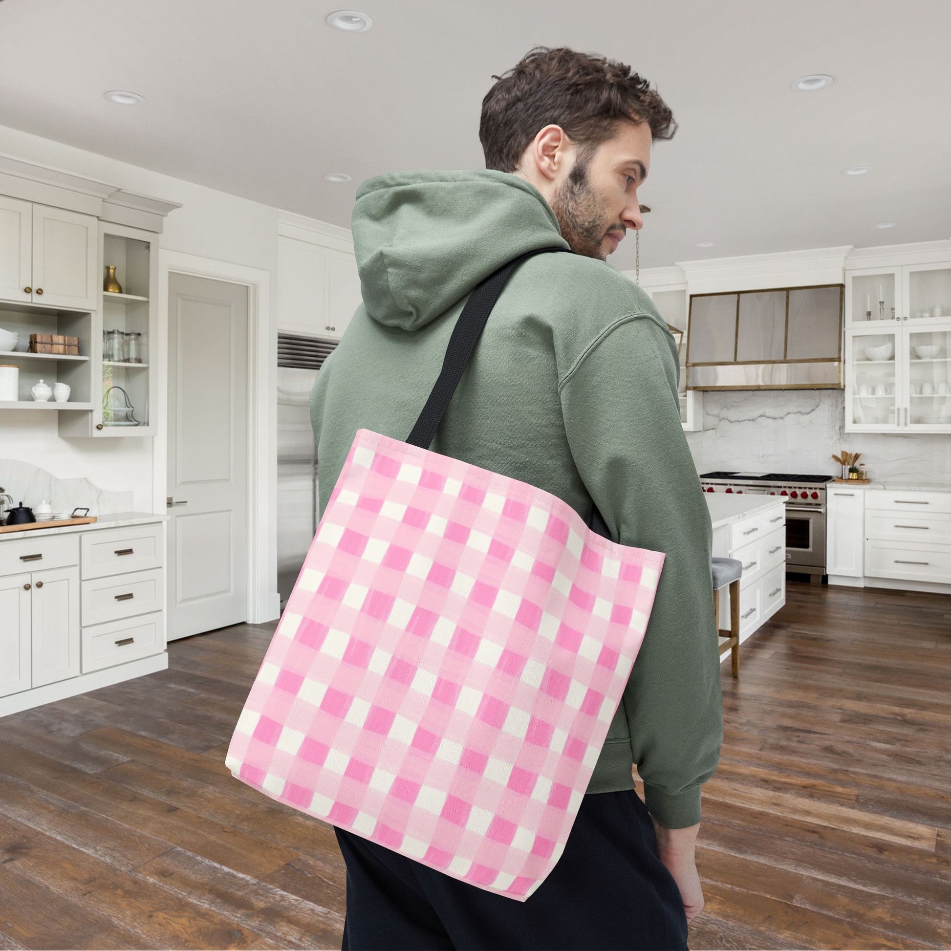 Dreamy Rose Gingham Canvas Tote Bag