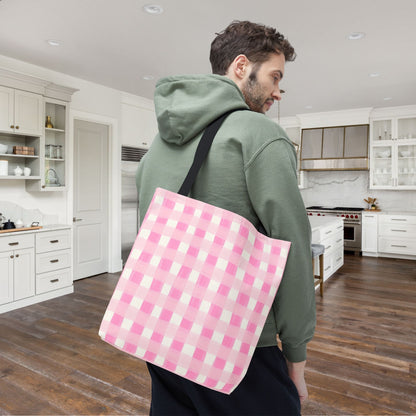 Dreamy Rose Gingham Canvas Tote Bag