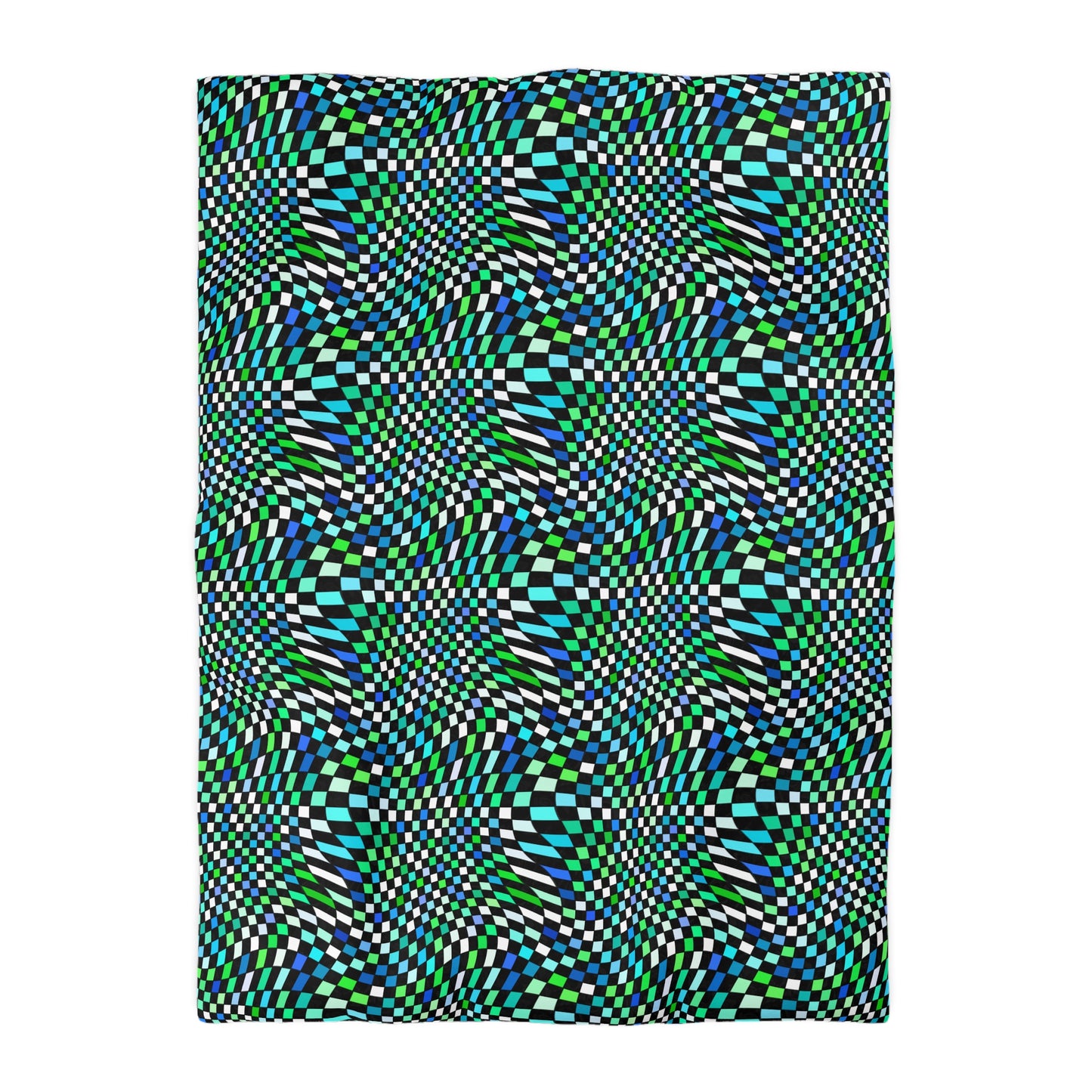 Warped Green Checkered Duvet Bedding Set