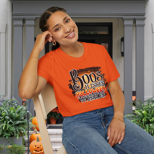 Boos Hisses Halloween Wishes Adult T-shirt