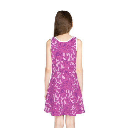 Blush Peony Garden Girls' Sleeveless Sundress